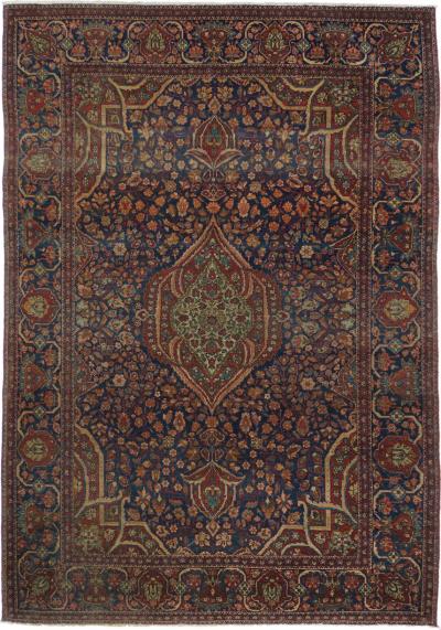 Antique Mohtasham Kashan Rug 4 2 x 6 6 