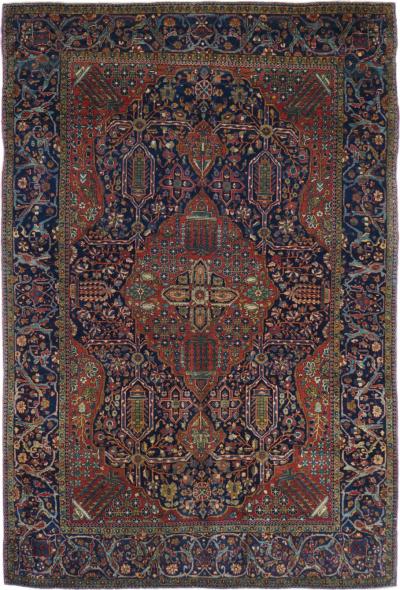 Antique Mohtasham Kashan Rug 4 4 x 6 6 