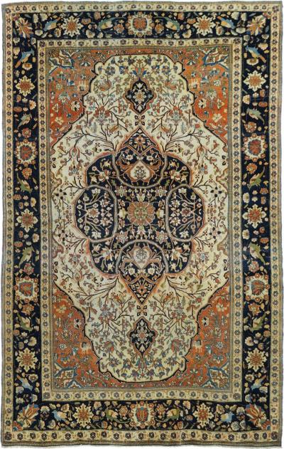 Antique Mohtasham Kashan Rug 4 5 x 6 9 