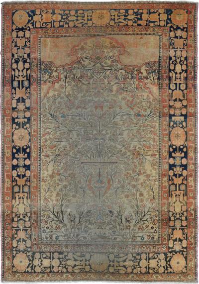 Antique Mohtasham Kashan Rug 4 6 x 6 6 