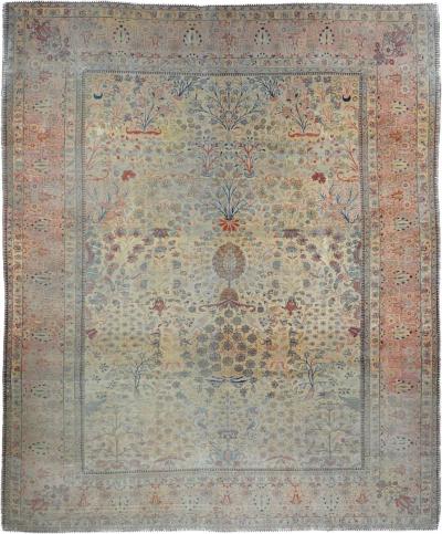 Antique Mohtasham Kashan Rug 7 8 x 9 2 