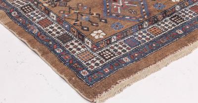 Antique Narrow and Long Diamond Medallions Motifs Persian Hamadan Wool Runner