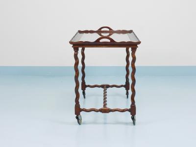 Antique Neo Baroque Italian Barley Twist Bar Cart Serving Trolley Italy 1920s