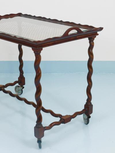Antique Neo Baroque Italian Barley Twist Bar Cart Serving Trolley Italy 1920s