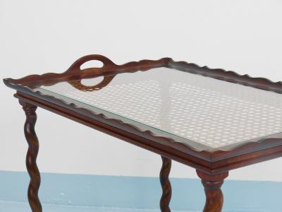 Antique Neo Baroque Italian Barley Twist Bar Cart Serving Trolley Italy 1920s