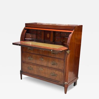 Antique Neoclassical Mahogany Cylinder Roll Top Desk