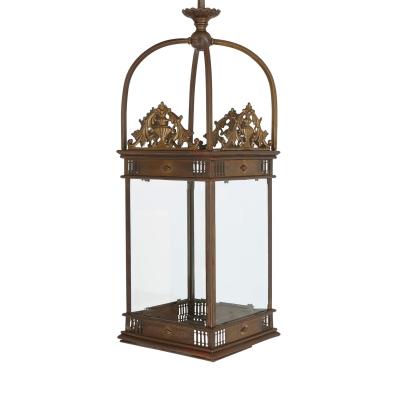 Antique Neoclassical style brass hall lantern