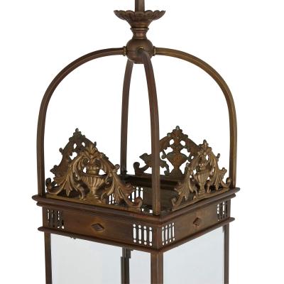 Antique Neoclassical style brass hall lantern