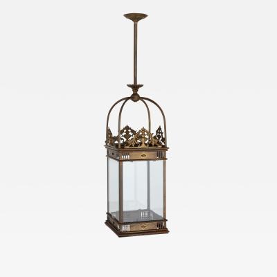 Antique Neoclassical style brass hall lantern
