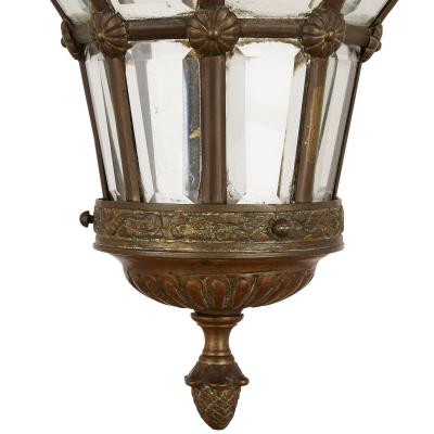 Antique Neoclassical style glass and gilt bronze lantern
