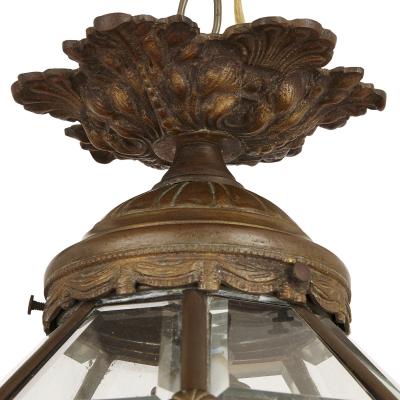 Antique Neoclassical style glass and gilt bronze lantern