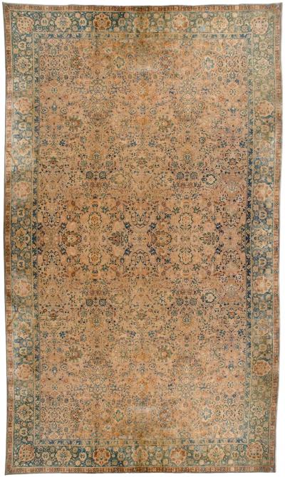 Antique North Indian Botanic Handmade Wool Rug