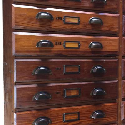 Antique Oak Printers Cabinet