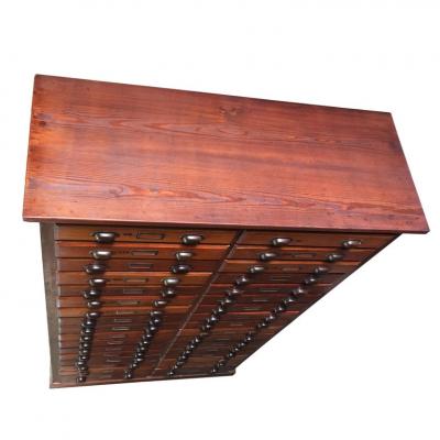 Antique Oak Printers Cabinet