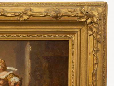 Antique Oil Painting of Artist and His Muse 1856 by Hendrik Frans Schaefels