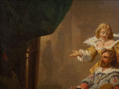 Antique Oil Painting of Artist and His Muse 1856 by Hendrik Frans Schaefels