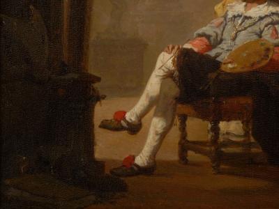 Antique Oil Painting of Artist and His Muse 1856 by Hendrik Frans Schaefels