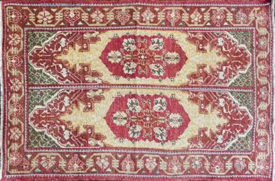 Antique Oushak Rug Double Prayer