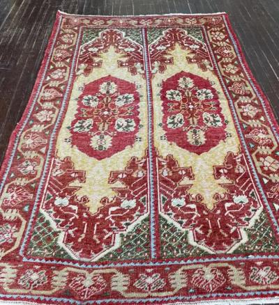 Antique Oushak Rug Double Prayer