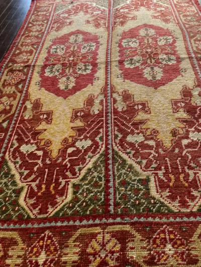 Antique Oushak Rug Double Prayer