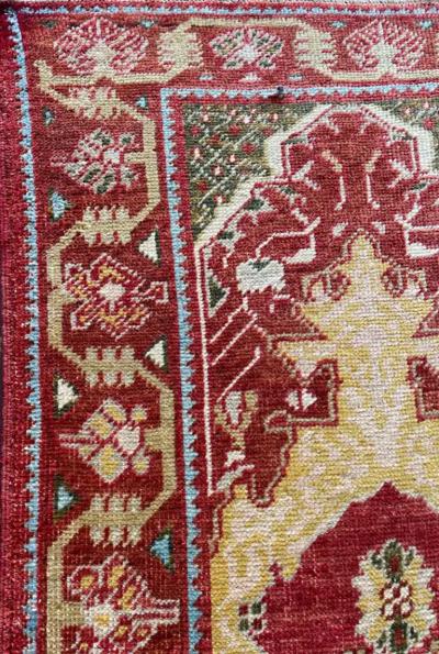 Antique Oushak Rug Double Prayer
