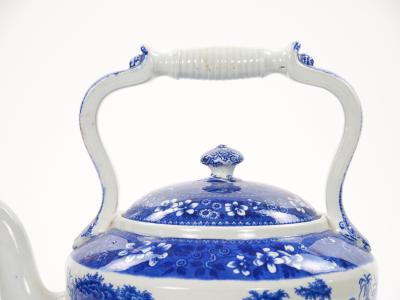 Antique Oversized English Blue and White Porcelain Tea Coffee Pot