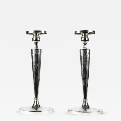 Antique Pair English Sterling Silver Candlesticks