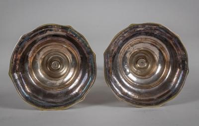 Antique Pair French 18th Century Silver Plate Candlesticks