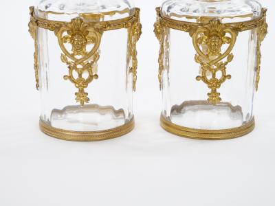 Antique Pair French Gilt Bronze Mounted Baccarat Glass Vanity Perfume Bottle