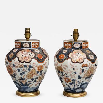 Antique Pair Imari Vase Lamps Circa 1840
