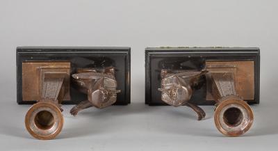 Antique Pair of English Egyptian Revival Candlesticks