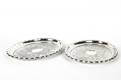 Antique Pair of English Plated Oval Trays