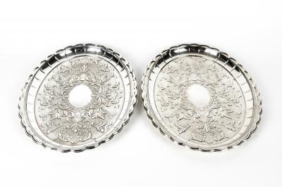 Antique Pair of English Plated Oval Trays