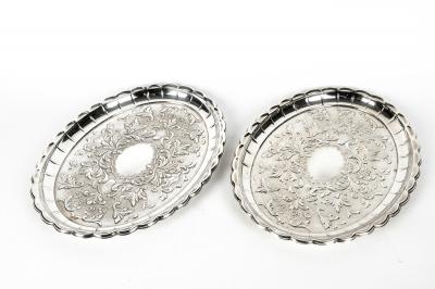 Antique Pair of English Plated Oval Trays