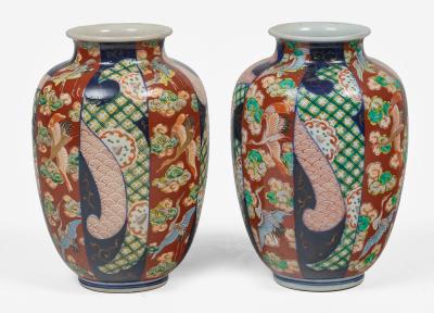 Antique Pair of Imari Open Vases
