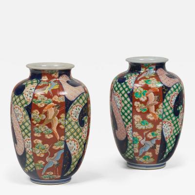 Antique Pair of Imari Open Vases