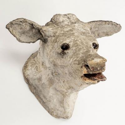 Antique Papier M ch Cow Head