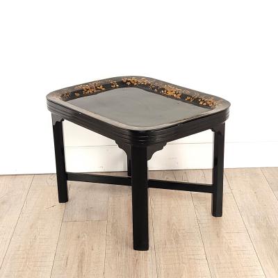 Antique Papier m ch Lacquered Tray on Later Stand