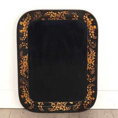 Antique Papier m ch Lacquered Tray on Later Stand