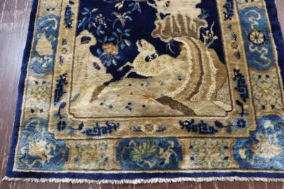 Antique Peking Art Deco Chinese Rug Animal Birds 37 x 610 