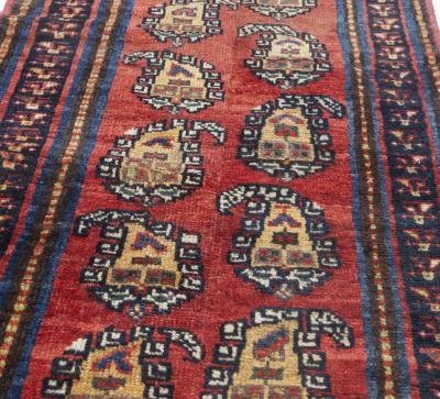 Antique Persian Bakhtiari Blue Red and Yellow Runner Fragment