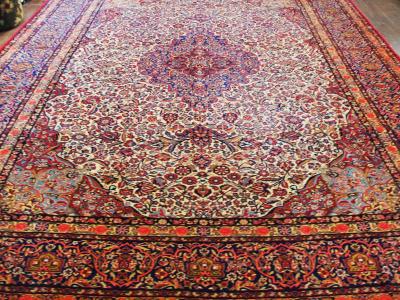 Antique Persian Dabbir Kashan Carpet