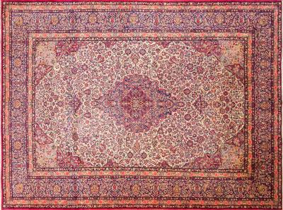 Antique Persian Dabbir Kashan Carpet