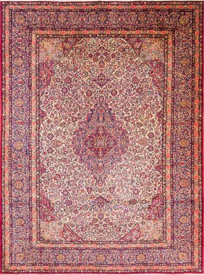 Antique Persian Dabbir Kashan Carpet