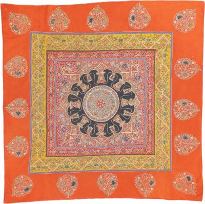 Antique Persian Embroidery Suzani Rashti Douzi Rug 5 x 5 