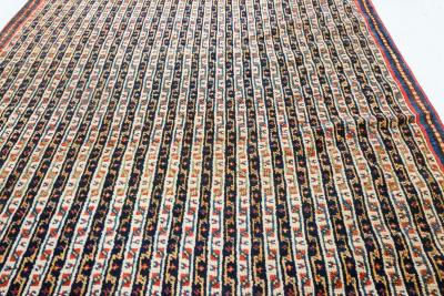 Antique Persian Feraghan Handmade Wool Runner in Beige Black Blue Red