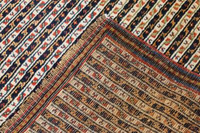Antique Persian Feraghan Handmade Wool Runner in Beige Black Blue Red