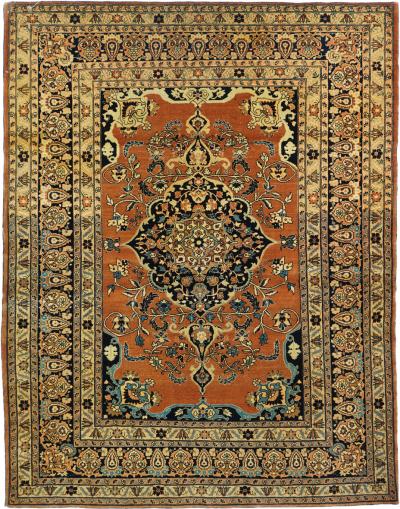 Antique Persian Haji Jalili Tabriz Rug 4 7 x 6 6 