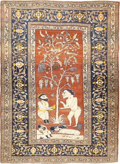 Antique Persian Haji Jalili Tabriz Rug 48 x 60 