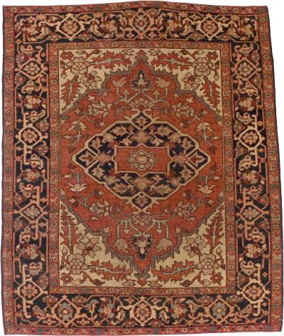 Antique Persian Heriz Serapi Rug 51 x 61 